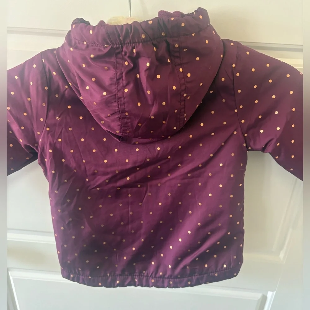 OshKosh B'gosh Maroon Fleece-Lined Jacket w/ Pink Polka Dots Size 18 M